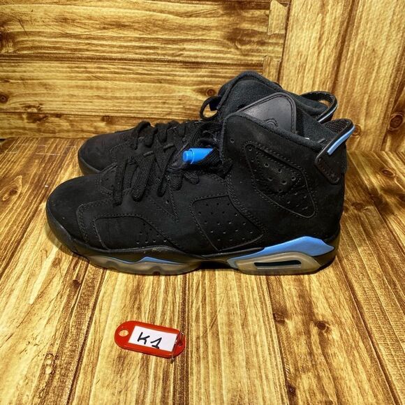 Nike Air Jordan 6 VI Retro, 384665-006, Black Carolina Blue, GS Boys Size 4Y